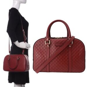 NEW Gucci Microguccissima Small Leather Crossbody Bag Navy Red